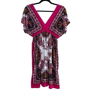 BAILEY BLUE Colorful Pink Paisley Bandana Mini Dress